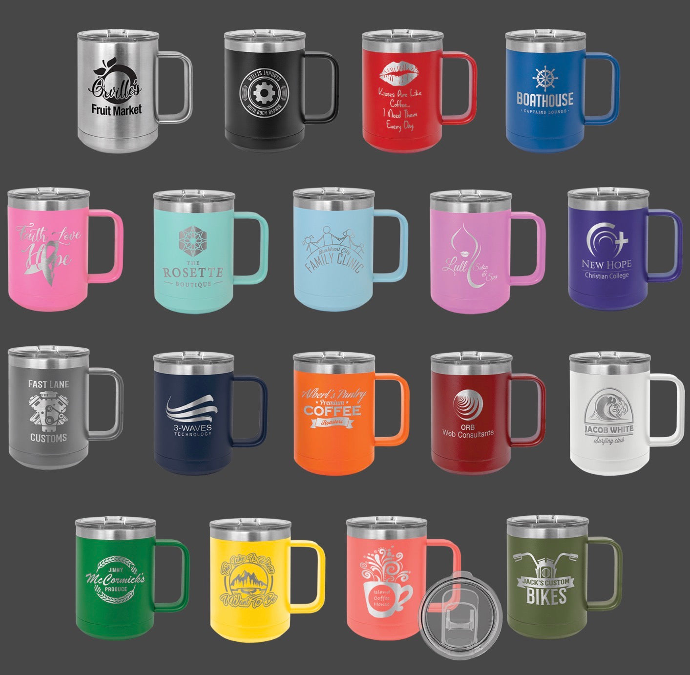 15oz Stainless Ringneck Vacuum Insulated Coffee Mug - Custom Laser Engraved