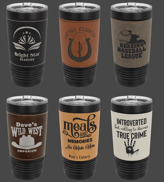20oz "Special Edition" Black-Laserable Leatherette Vacuum Sealed Tumbler - Custom Engraved