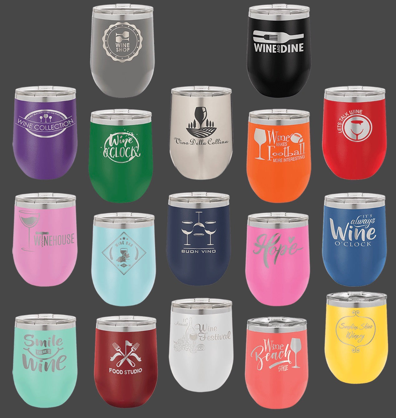 15oz Stainless Ringneck Vacuum Insulated Stemless Wine Tumbler - Custom Laser Engraved