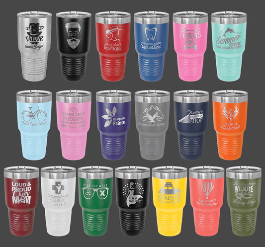 30oz Stainless Ringneck Vacuum Sealed Tumbler - Custom Laser Engraved