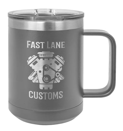 15oz Stainless Ringneck Vacuum Insulated Coffee Mug - Custom Laser Engraved
