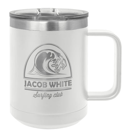 15oz Stainless Ringneck Vacuum Insulated Coffee Mug - Custom Laser Engraved