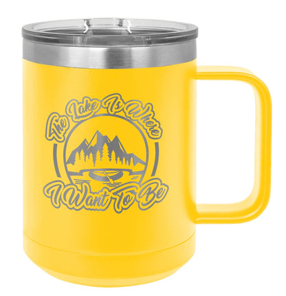 15oz Stainless Ringneck Vacuum Insulated Coffee Mug - Custom Laser Engraved